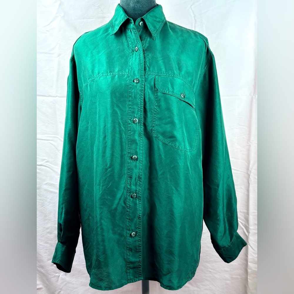 The Limited Silk Emerald Green Button-Up Shirt